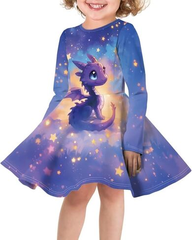 Long Sleeve Dresses for Little Girls Casual Twirly Dresses for Girls 3-16 Years Old in Saudi Arabia