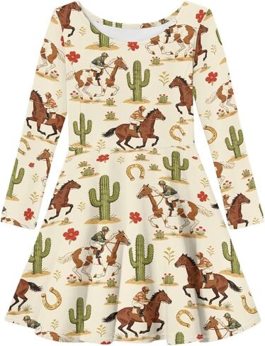 Long Sleeve Dresses for Little Girls Casual Twirly Dresses for Girls 3-16 Years Old in Saudi Arabia