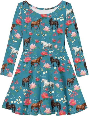 Long Sleeve Dresses for Little Girls Casual Twirly Dresses for Girls 3-16 Years Old in Saudi Arabia