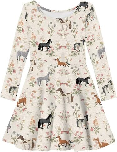 Long Sleeve Dresses for Little Girls Casual Twirly Dresses for Girls 3-16 Years Old in Saudi Arabia