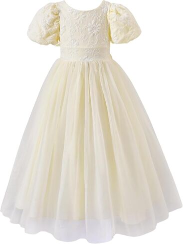 fioukiay 6-15 Girl Flower Tulle Gown Dress Communion Wedding Formal Dresses in Saudi Arabia