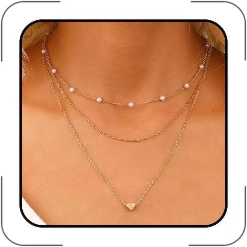 Gold Pearl Necklaces for Women 18K Gold Plated Pearl Necklaces Minimalist Fresh Water Pearl Necklace Dainty White Pearl Choker Pendant Accessories Jewelry in Kuwait