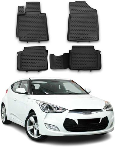 OMAC Floor Mats for Hyundai Veloster 2012-2017 Car Mats All Weather 3D Custom Fit Rubber Mat Waterproof Odorless TPE Floor Liners Laser Measured Non-Slip (Black) in Saudi Arabia