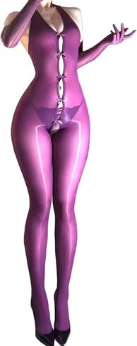 RUIBAVYA Body Stockings For Women Sexy Shiny Tights Strappy Lingerie Bodysuit Full Body Stocking in Saudi Arabia