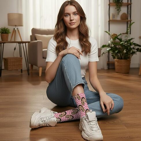 Bleu Reign قم بتحميل جوارب شيفرون المخصصة لوجهك - جوارب صور شخصية بنمط أنيق - هدية مضحكة للرجال والنساء وأعياد الميلاد والكريسماس والحفلات in Kuwait