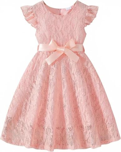Girls Smocked Dress, Spring Summer Floral Dresses for Toddler and Little Girls, Puff Sleeve Ruffle Midi Dress in Saudi Arabia