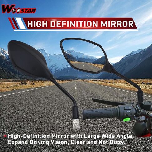 استبدال مرايا الرؤية الجانبية WOOSTAR 10 مم لـ 50cc 70cc 110cc 125cc 150cc 200cc 250cc سكوتر الدراجة الترابية دراجة نارية حزمة من 2 in Saudi Arabia