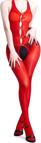 RUIBAVYA Body Stockings For Women Sexy Shiny Tights Strappy Lingerie Bodysuit Full Body Stocking in Saudi Arabia