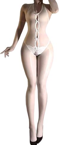 RUIBAVYA Body Stockings For Women Sexy Shiny Tights Strappy Lingerie Bodysuit Full Body Stocking in Saudi Arabia