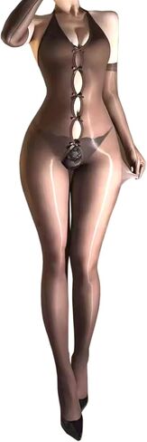 RUIBAVYA Body Stockings For Women Sexy Shiny Tights Strappy Lingerie Bodysuit Full Body Stocking in Saudi Arabia