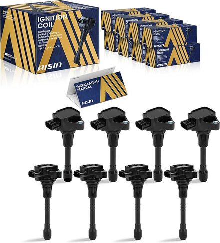 AISIN ESCN-00438 Pack of 8 Ignition Coils - Compatible with Infiniti QX56 2011-2013, QX80 2014-2023, Nissan Armada 2017-2020 & 2022-8Cyl 5.6L in Kuwait