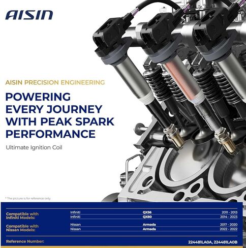 AISIN ESCN-00438 Pack of 8 Ignition Coils - Compatible with Infiniti QX56 2011-2013, QX80 2014-2023, Nissan Armada 2017-2020 & 2022-8Cyl 5.6L in Kuwait