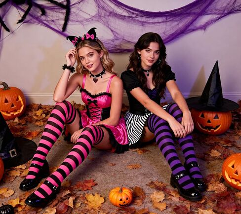 Thigh High Socks for Women Crazy Striped Over The Knee High Socks Funny Party Halloween Costume Long Stockings in Saudi Arabia