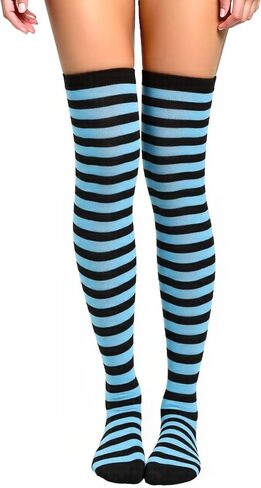Thigh High Socks for Women Crazy Striped Over The Knee High Socks Funny Party Halloween Costume Long Stockings in Saudi Arabia
