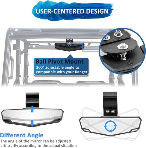 Wsays Center Rear View Mirror Racing Off-Road mirror Compatible with Polaris Ranger 570 900 1000/Crew XP 1000/Crew 2015-2025 Fit Can Am Defender in Saudi Arabia