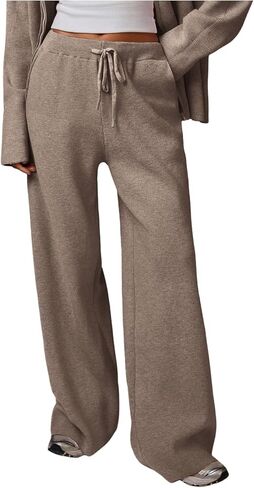 Verdusa Women's Straight Leg Sweater Pants Fall Luxury Outfits Comfy Knit Trousers with Pockets in Saudi Arabia