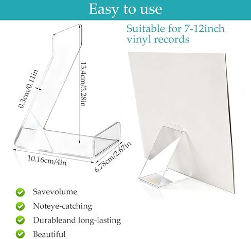 10 Pack Clear Acrylic Vinyl Record Stand Display, Tabletop Album Now Playing Holder, Record Display Stand for Album Collection Storage and Showcase, Gift for Music Lovers Player Accessory in Saudi Arabia
