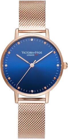 VICTORIA HYDE Big Face Women Wristwatches Rose Gold Japanese Quartz Ladies Watch with Metal Mesh Band-Blue/Mesh Band in Saudi Arabia