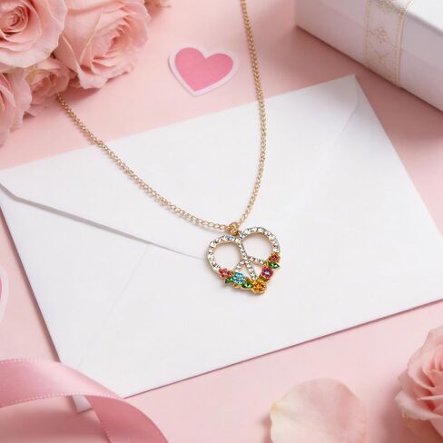 السلام علامة القلب تشيكوسلوفاكيا بدايات جديدة لوتس قلادة للنساء، القلب قلادة القلائد زهرة الماس زركونيا الحب قلادة، الفضة روز الذهب سلسلة عيد ميلاد عيد الحب هدايا المجوهرات in Kuwait