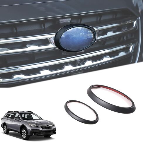 Front Rear Emblems Ring Trim for S-ubaru Outback 2021-2024 2025 Accessories, ABS Front Grille Logo Trim Back Badge Decoration Cover Trim 2Pcs (Matte Black) in Saudi Arabia