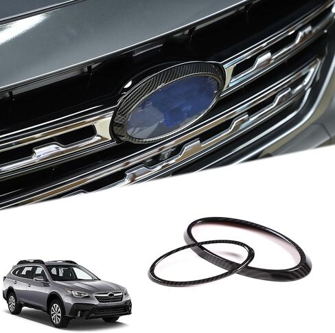 Front Rear Emblems Ring Trim for S-ubaru Outback 2021-2024 2025 Accessories, ABS Front Grille Logo Trim Back Badge Decoration Cover Trim 2Pcs (Matte Black) in Saudi Arabia