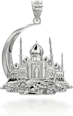 Claddagh قلادة من الذهب عيار 925 من الفضة الاسترليني على شكل هلال ومسجد مع سلسلة رولو وقلادة فقط in Saudi Arabia