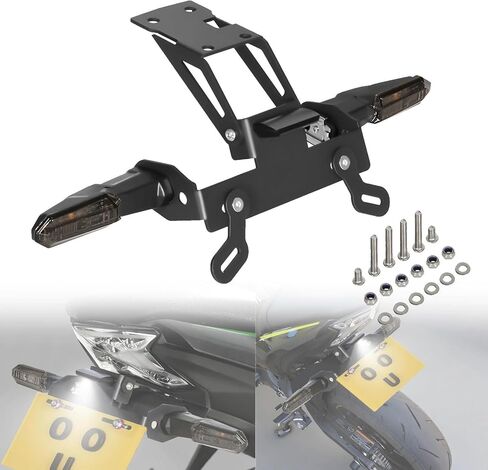 مزيل الحاجز متوافق مع NINJA650 EX650 Z650 ER650 2017-2024، Ninja650 Tail Tidy Kit المجهز بلوحة ترخيص مثبتة على ضوء خلفي LED مؤشر إشارة الانعطاف (شفاف) in Kuwait
