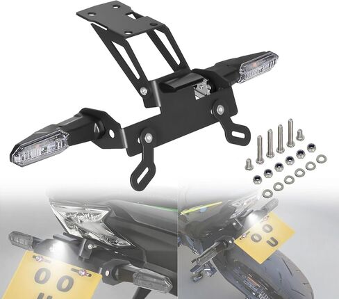 مزيل الحاجز متوافق مع NINJA650 EX650 Z650 ER650 2017-2024، Ninja650 Tail Tidy Kit المجهز بلوحة ترخيص مثبتة على ضوء خلفي LED مؤشر إشارة الانعطاف (شفاف) in Saudi Arabia