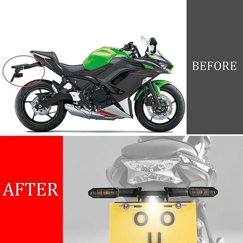 مزيل الحاجز متوافق مع NINJA650 EX650 Z650 ER650 2017-2024، Ninja650 Tail Tidy Kit المجهز بلوحة ترخيص مثبتة على ضوء خلفي LED مؤشر إشارة الانعطاف (شفاف) in Kuwait