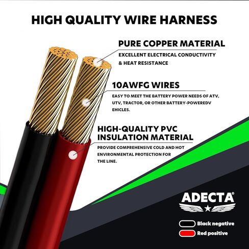 حزام أسلاك 8FT 16AWG SAE مع مفتاح تشغيل/إيقاف 12 فولت ومشابك تمساح لأجزاء أسلاك الرش والجرارات وATV وUTV وموصلات البطارية وكابل تمديد أجزاء بخاخ الازدهار للمروج والحدائق in Saudi Arabia