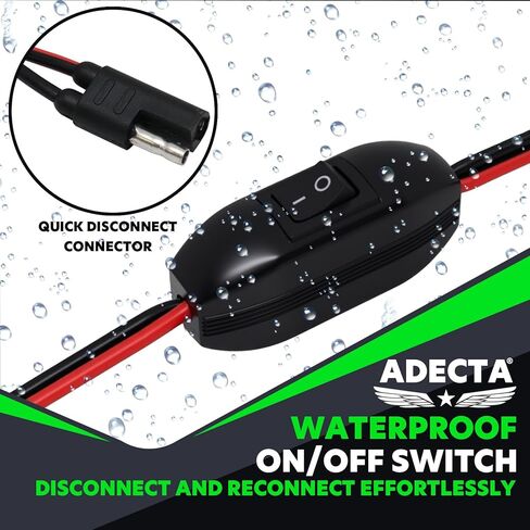 حزام أسلاك 8FT 16AWG SAE مع مفتاح تشغيل/إيقاف 12 فولت ومشابك تمساح لأجزاء أسلاك الرش والجرارات وATV وUTV وموصلات البطارية وكابل تمديد أجزاء بخاخ الازدهار للمروج والحدائق in Saudi Arabia
