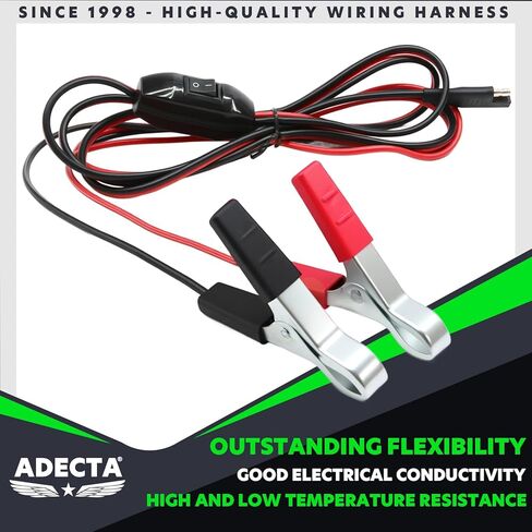 حزام أسلاك 8FT 16AWG SAE مع مفتاح تشغيل/إيقاف 12 فولت ومشابك تمساح لأجزاء أسلاك الرش والجرارات وATV وUTV وموصلات البطارية وكابل تمديد أجزاء بخاخ الازدهار للمروج والحدائق in Saudi Arabia