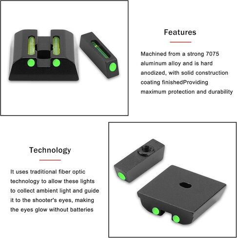 Fiber Optic Green Red Sights for Taurus G2C G2S G3 w/o PT111 G2 PT140 G2 709 740 TX22 No Tritium Sights Set with Assembly Tools in Kuwait