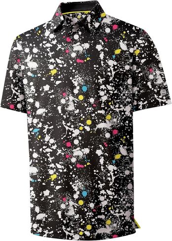 ZITY Men's Golf Polo Shirt Short Sleeve Performance Moisture Wicking Collared Print Shirt for Golf and Casual Wear in Saudi Arabia