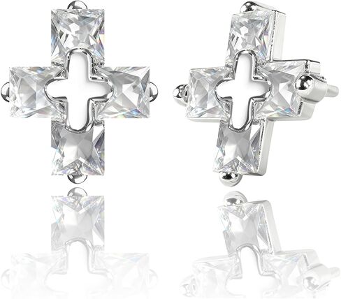 Hypoallergenic Cross Earrings for Men Women, Cubic Zirconia Stud Earrings, Religious Christian Gift for Boyfriend or Girlfriend with Gift Box in Saudi Arabia