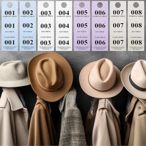 2000 قطعة من المعطف والقبعة، تذاكر التحقق من التذاكر، معطف ورقي ملون، أرقام معطف الغرفة، علامات التحقق من تذكرة المطالبة، أزرق وردي أصفر وأبيض in Kuwait