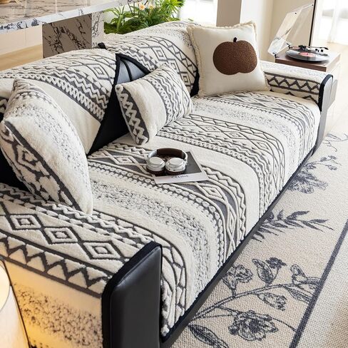 أغطية أريكة Boho Fuzzy للأريكة قابلة للغسل، أغطية أريكة قطيفة ناعمة للأريكة المقسمة، غطاء حامي أثاث الجاكار غير القابل للانزلاق للكلاب والأطفال والحيوانات الأليفة (رمادي، 28 بوصة × 47 بوصة) in Kuwait
