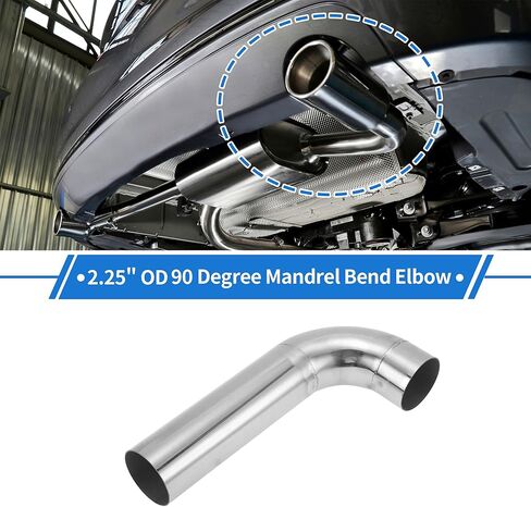 2.25" OD 90 Degrees Mandrel Bend Elbow T304 Stainless Steel Exhaust Tube Pipe Piping Surface Polishing Silver Tone in Saudi Arabia