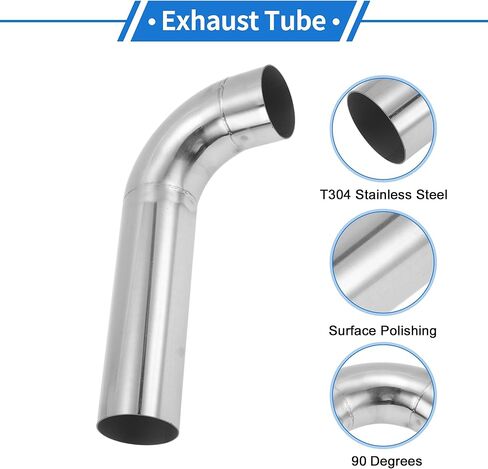 2.25" OD 90 Degrees Mandrel Bend Elbow T304 Stainless Steel Exhaust Tube Pipe Piping Surface Polishing Silver Tone in Saudi Arabia