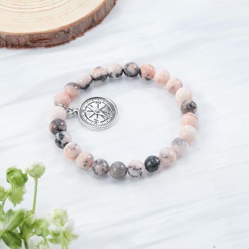MollyQueen Compass Bracelet Coworker Leaving Gifts for Women Goodbye Gifts for Coworkers Farewell Gifts Natural Stone Bead Bracelet in Saudi Arabia