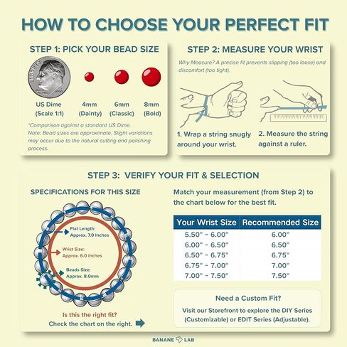 8mm Bold Real Natural Crystal Beaded Bracelet with Mystery Crystal Pendant (Multiple Wrist Sizes) | Large Gemstone Handmade Stretchy Healing Energy Protection Meditation Jewelry Gift for Men Women in Kuwait