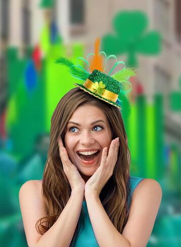 St Patricks Day Leprechaun Hat Headbands 2Pcs Green Mini Top Hat Headband Irish Headbands for St Patricks Halloween Costume Accessory in Saudi Arabia