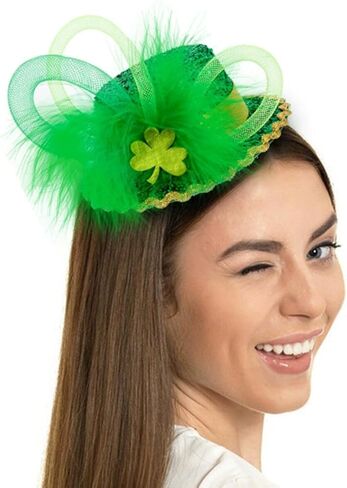 St Patricks Day Leprechaun Hat Headbands 2Pcs Green Mini Top Hat Headband Irish Headbands for St Patricks Halloween Costume Accessory in Saudi Arabia