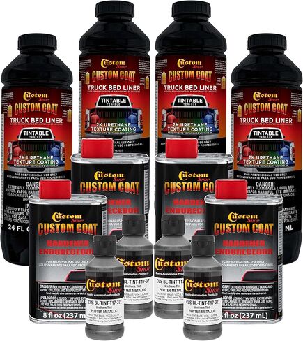 Custom Coat Pewter Metallic 1 Gallon Urethane Spray-On Truck Bed Liner Kit -Easy Mixing, Just Shake, Shoot - Professional Durable Textured Protective Coating, Prevent Stop Rust - Car, Auto Equipment in Saudi Arabia