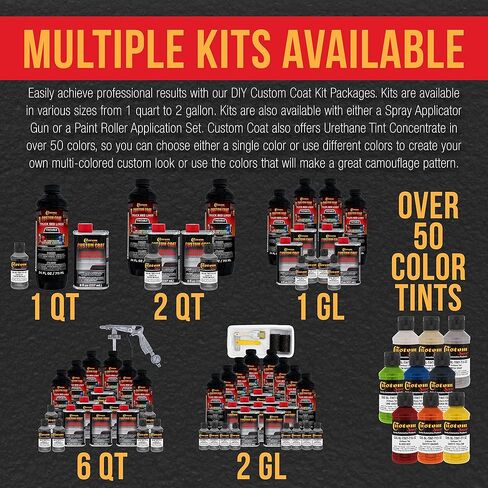 Custom Coat Pewter Metallic 1 Gallon Urethane Spray-On Truck Bed Liner Kit -Easy Mixing, Just Shake, Shoot - Professional Durable Textured Protective Coating, Prevent Stop Rust - Car, Auto Equipment in Saudi Arabia
