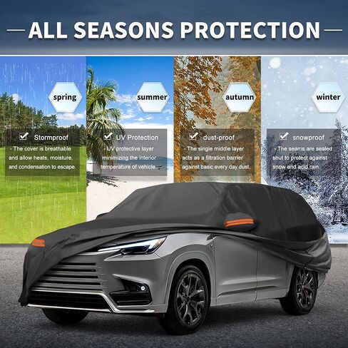 X AUTOHAUX Car Cover Outdoor Waterproof Sun Rain Snow Hail Protection with Left Side Door Zipper 210D-PU for Lexus TX in Saudi Arabia
