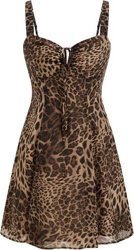 CIDER Leopard Print Mini Dress for Women Mesh Sleeveless Cocktail Party Dresses Going Out Date Night Outfits Summer Fall Y2K in Saudi Arabia