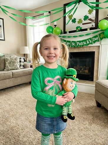 Toddler Girls St Patrick's Day Shirt Lucky Clover Shamrock Sequin T-Shirt Long Sleeve Tops 2-8 Years in Saudi Arabia