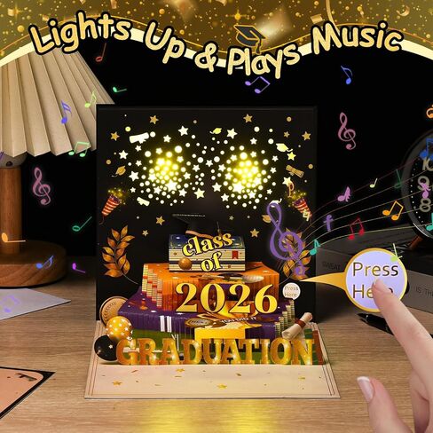 بطاقات تخرج 2024، بطاقة تهنئة تخرج منبثقة ثلاثية الأبعاد مع أضواء وموسيقى، بطاقة تهنئة فئة 2024 للكلية والمدرسة الثانوية، هدايا تخرج تهنئة لابن وابنة وحفيد in Kuwait