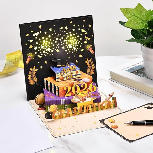 بطاقات تخرج 2024، بطاقة تهنئة تخرج منبثقة ثلاثية الأبعاد مع أضواء وموسيقى، بطاقة تهنئة فئة 2024 للكلية والمدرسة الثانوية، هدايا تخرج تهنئة لابن وابنة وحفيد in Kuwait